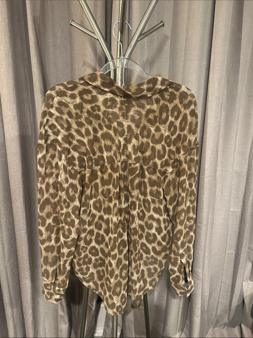 Free People Brown Leopard-Print Button Down Shirt - Picture 5 of 10